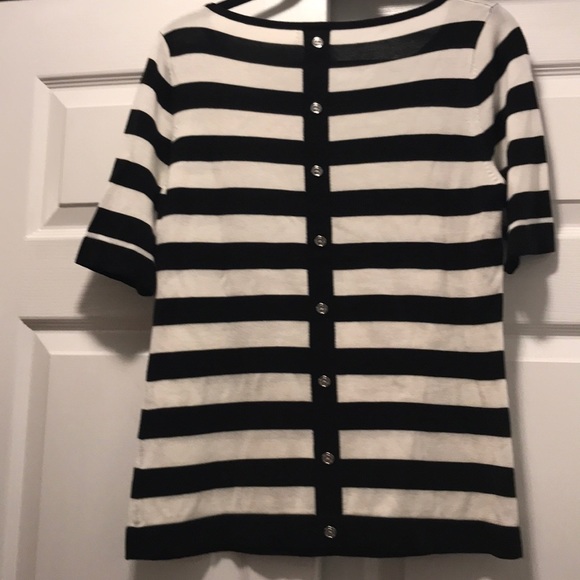 NY&CO black and white striped sweater, 3/4 sleeves - Picture 2 of 4